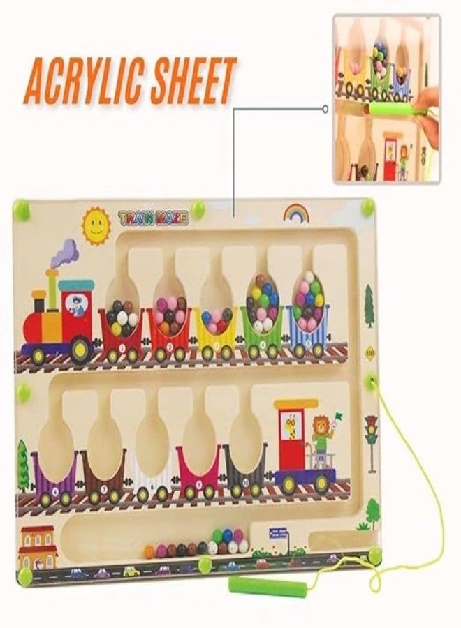 Braintastic لعبة ألغاز لوحة المتاهة المغناطيسية الملونة والمرقمة من براينتاستيك، هدية تعليمية وترفيهية للأطفال الصغار في أعياد ميلادهم (متاهة القطار) - Image 3